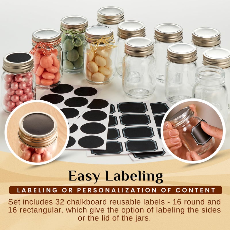 Hayley Cherie 2.5oz Small Mason Jars with Stainless Steel Lids & Chalkboard Labels (12 Pack) Airtight Mini Mason Jars for Party Favors, Spices, Jam, Honey, Candy, Shot Glasses, Wedding, Gifts, Tiny Glass Bottles - Image 5